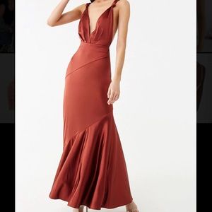 Satin Rust Asymmetrical formal dress